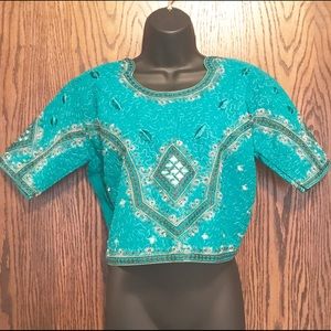 Vintage embroidered cropped top